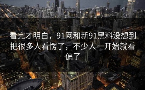 看完才明白，91网和新91黑料没想到把很多人看愣了，不少人一开始就看偏了