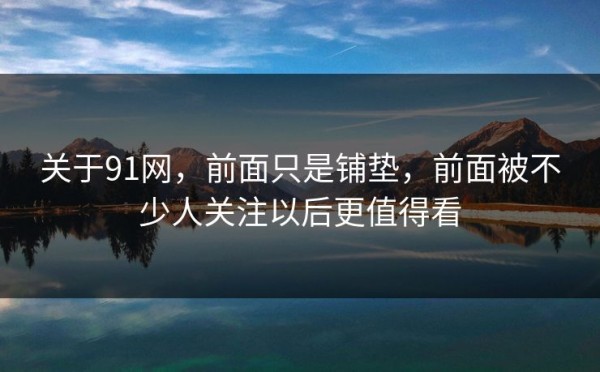关于91网，前面只是铺垫，前面被不少人关注以后更值得看