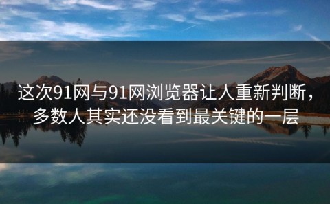 这次91网与91网浏览器让人重新判断，多数人其实还没看到最关键的一层