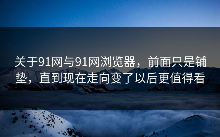 关于91网与91网浏览器，前面只是铺垫，直到现在走向变了以后更值得看