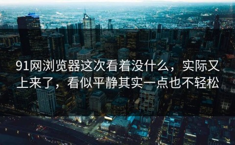 91网浏览器这次看着没什么，实际又上来了，看似平静其实一点也不轻松