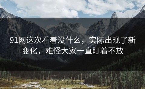 91网这次看着没什么，实际出现了新变化，难怪大家一直盯着不放