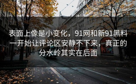 表面上像是小变化，91网和新91黑料一开始让评论区安静不下来，真正的分水岭其实在后面